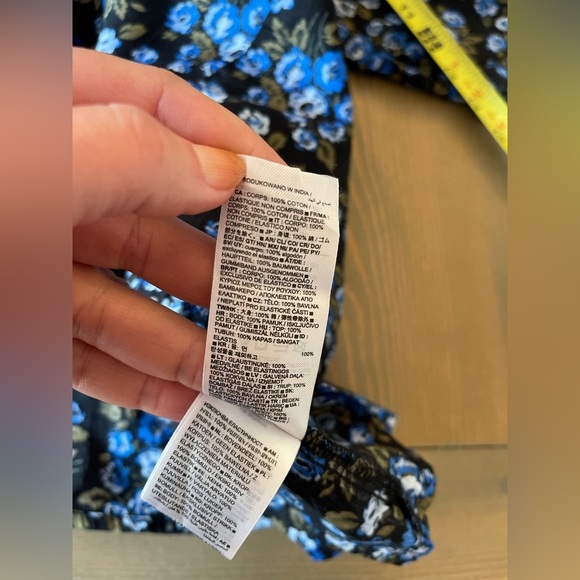 GAP Black and Blue Floral Midi Dress Size Medium - Picture 7 of 11